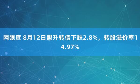 网眼查 8月12日盟升转债下跌2.8%，转股溢价率14.97%